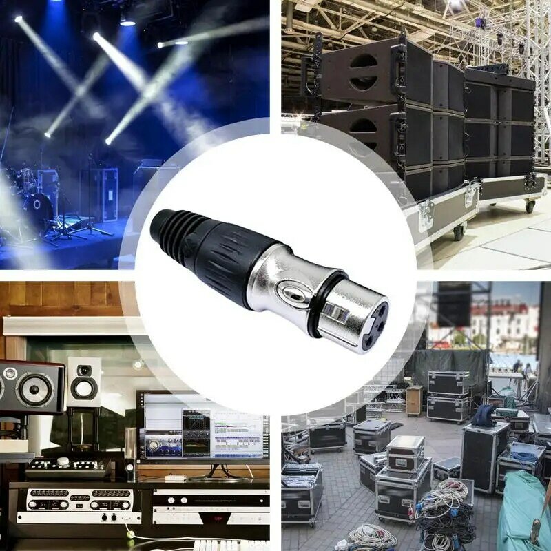 3 Pin Connector Microphone Jack 3 Pin Audio Plug Adapter Female Audio Cable Adapter Black Microphone Plug For Microphones