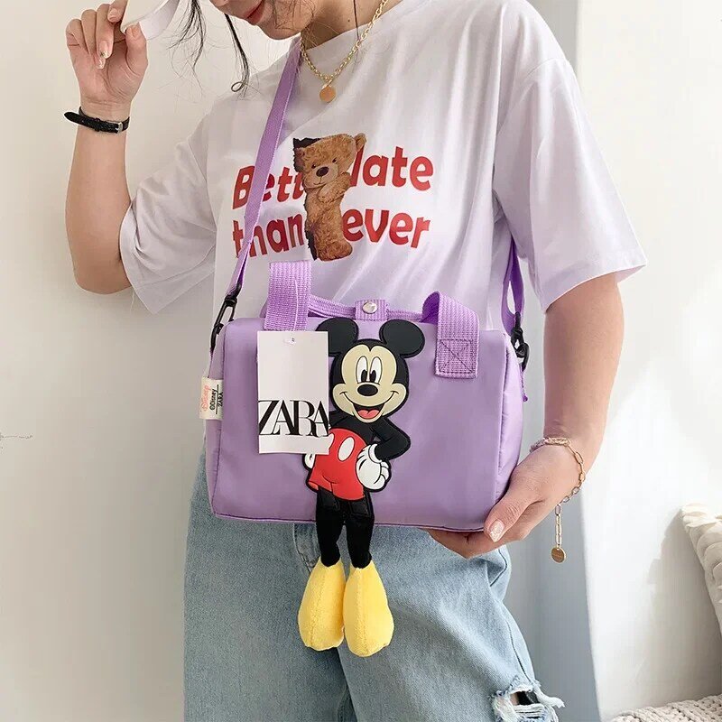 Tas bahu Anime Disney, tas kurir wanita motif kartun, tas bahu Mickey Mouse, tas tangan modis lucu, hadiah untuk ulang tahun anak perempuan