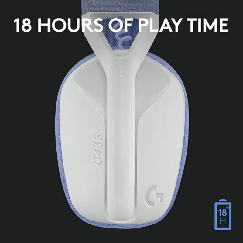 Logitech G435 HEADSET GAMING nirkabel, Headphone Bluetooth suara Surround 7.1 kecepatan ringan kompatibel untuk game dan musik