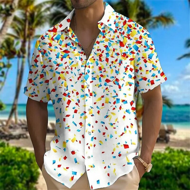 Рубашка мужская с градиентным принтом, модная сорочка с воротником и короткими рукавами, дизайнерская Креативная одежда для отдыха и отдыха, лето