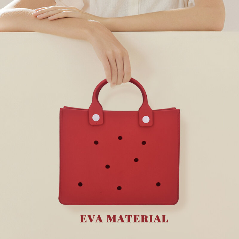 กระเป๋าถือชายหาด EVA, กระเป๋าถือกันน้ำความจุที่สะดวกสบายกระเป๋าเก็บของแบบพกพาสำหรับกลางแจ้งกระเป๋าเอกสารขนาดเล็ก