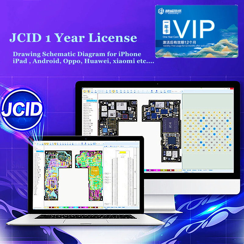 Jcid-図図アート,1年間のライセンスカード,iPhone,Android,電話,ロジックボードの修理用,zxw,wxj