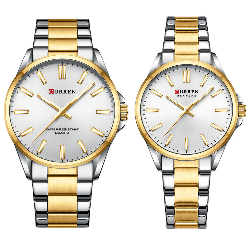 CURREN Модные брендовые часы для влюбленных, простые классические кварцевые часы из нержавеющей стали, наручные часы со светящимися стрелками