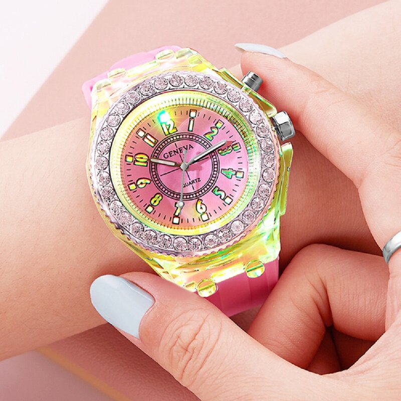 Luminous Watch Pointer Dial with Rhinestone Decor Stylish Quartz Watch Cool Wrist Gift for Men Women Man Watch