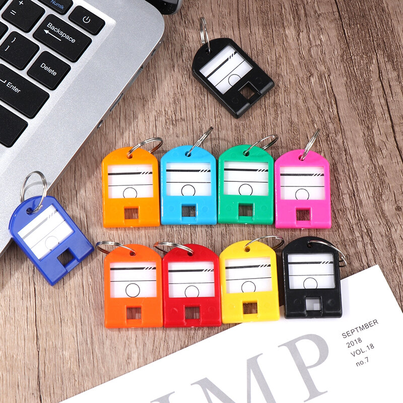 10Pcs ID Name TEL Number Marker Tag Colorful Keychain Key Tag Label For Baggage Key Chains Key Rings