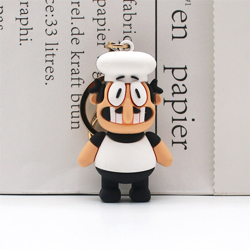 Pizza Tower Keychain Figure Toys Chili Man Chef Cute Anime Dolls Ornament Pendant Bag For Children Educational Christmas Gifts