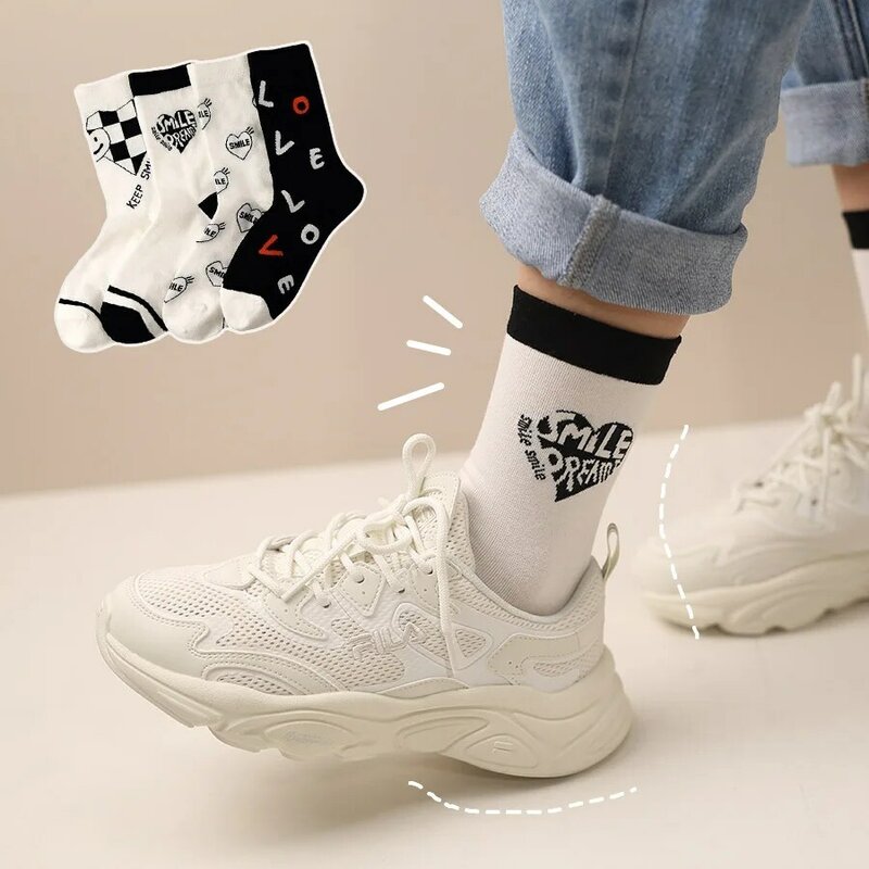 Hipster hipster preto branco skate penteados meias de algodão moda harajuku meias