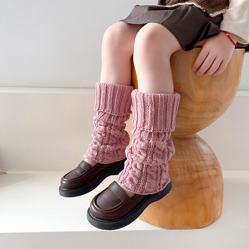 1 paio di copri piedi dolci in fibra acrilica Twist calze lunghe lavorate a maglia calze scaldamuscoli autunno inverno ragazze bambino