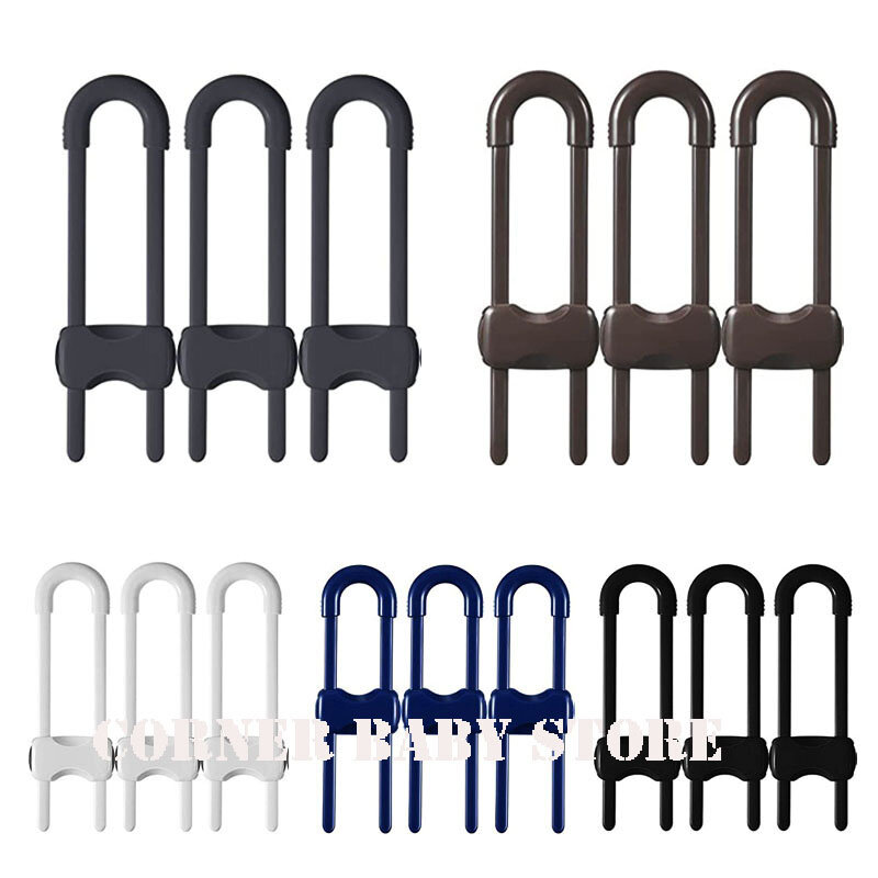 3pcs Plastic Sliding Cabinet Locks For Baby Security Protection U-shape Baby Safety Lock For Home Cabinets Cupboard Fridge Doors