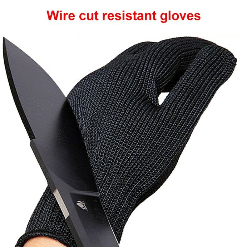1คู่สีดำ Self Defense ถุงมือระดับ5ป้องกัน Stab Resistant ลวดโลหะทำงาน Anti-ตัดถุงมือกลางแจ้งความปลอดภัยถุงมือป้องกัน