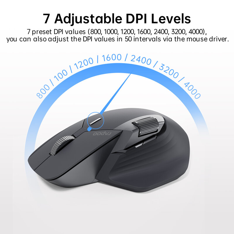 Rapoo-ratón inalámbrico multimodo recargable, Mouse ergonómico con Bluetooth, 4000 DPI, compatible con hasta 4 dispositivos, MT760/MT760L/MT760Mini/MT760M