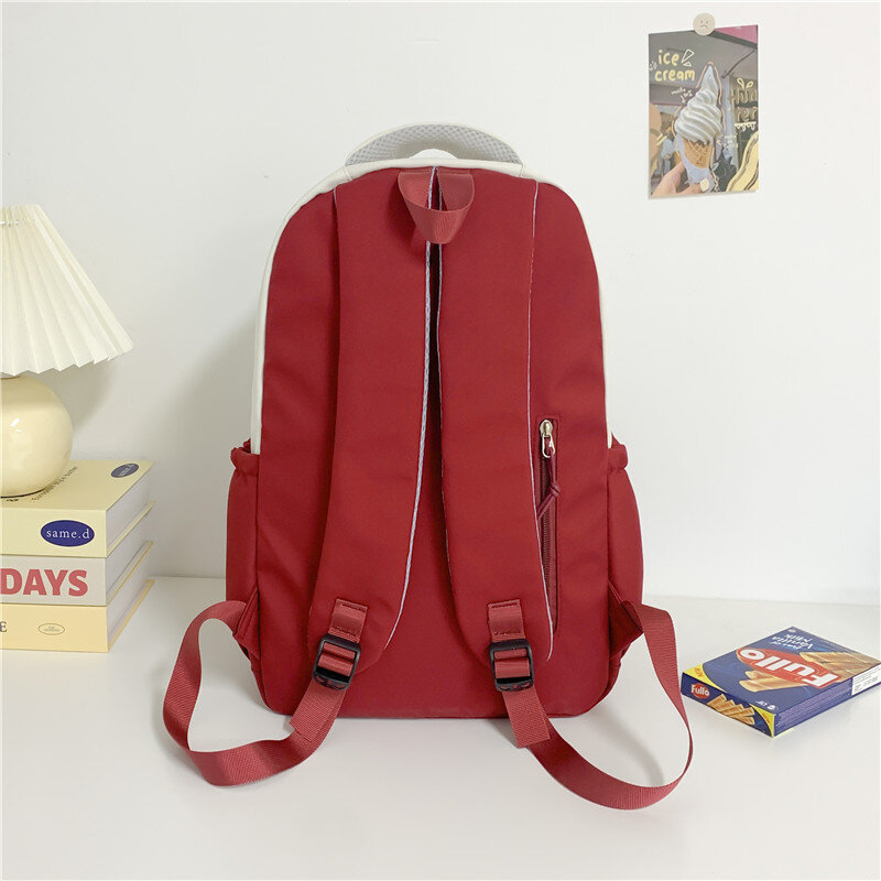 Waterproof Nylon Contrasting Colors School Bags  Zipper Letter High Capacity Backpacks 2024 High Quality Bags for Girls and Boys