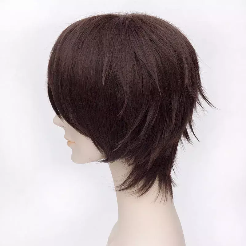 Hakuouki Souji Okita Cosplay Wig Short Brown Synthetic Hair Wig Cap