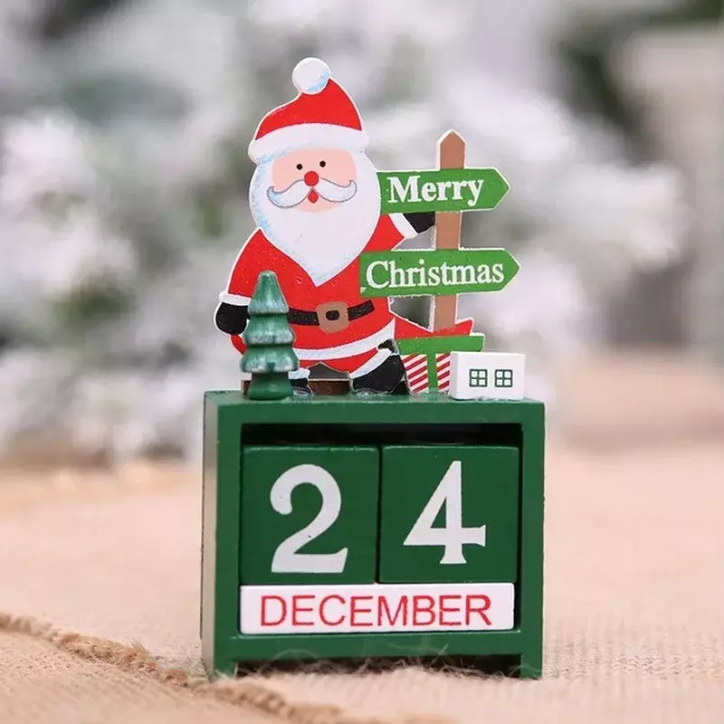 Wooden Merry Christmas Advent Calendar Ornaments Decorations for Home Xmas Table Decor New Year Cute Office Desk Accessories