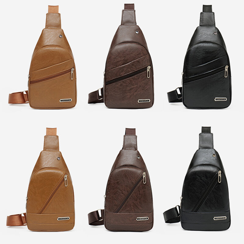 Vintage Business Pu Leather Shoulder Bag Back Crossbody Chest Bags For Men 2023 New Waist Pack Diagonal Anti Theft Single Bag