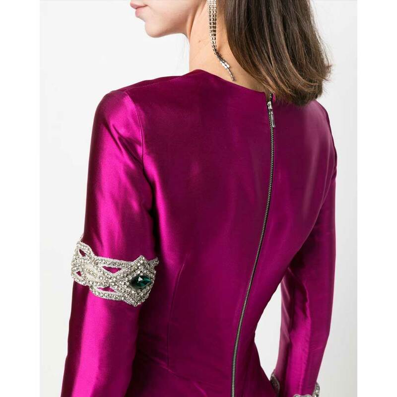 Vestido de novia bohemio, temperamento oscuro, cuello redondo, manga media, largo, pasarela larga, vestido Delgado púrpura rojo