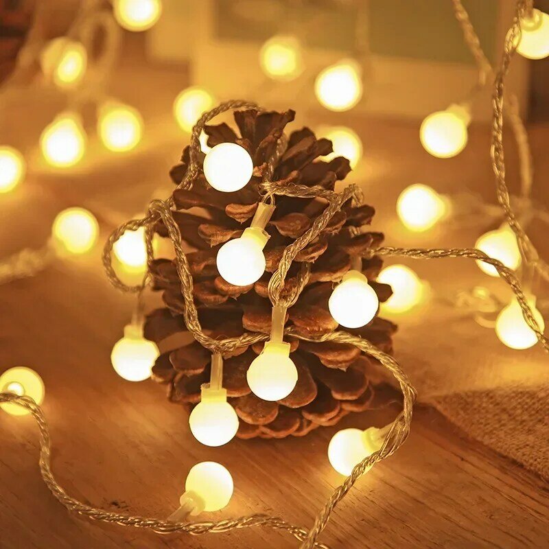 Lampu LED karangan bunga, lampu LED dekorasi pesta pernikahan liburan Natal luar ruangan tahan air 3M 10M 20M colokan EU