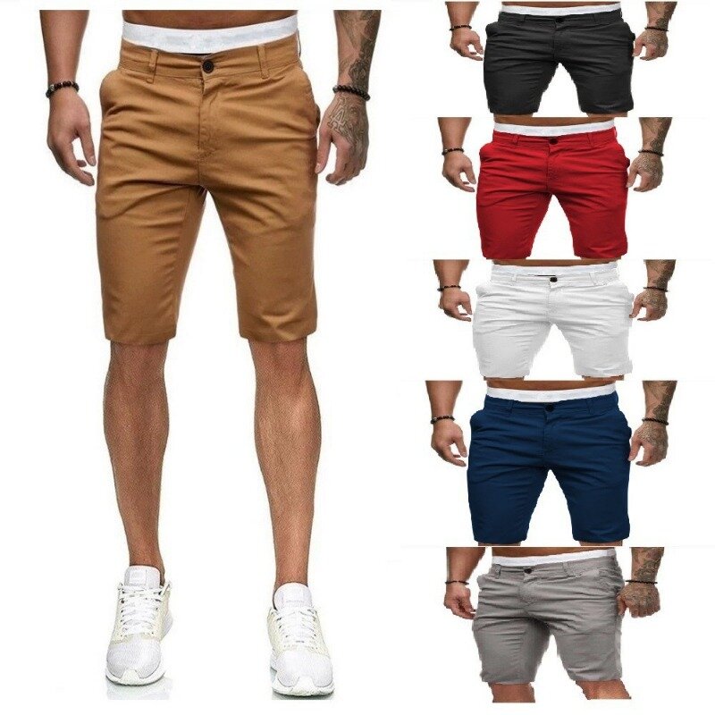 Hot Selling 2024 Summer Casual Shorts for Men with European and American Style Slim Fitting Men's Color Shorts in Foreign Trade
