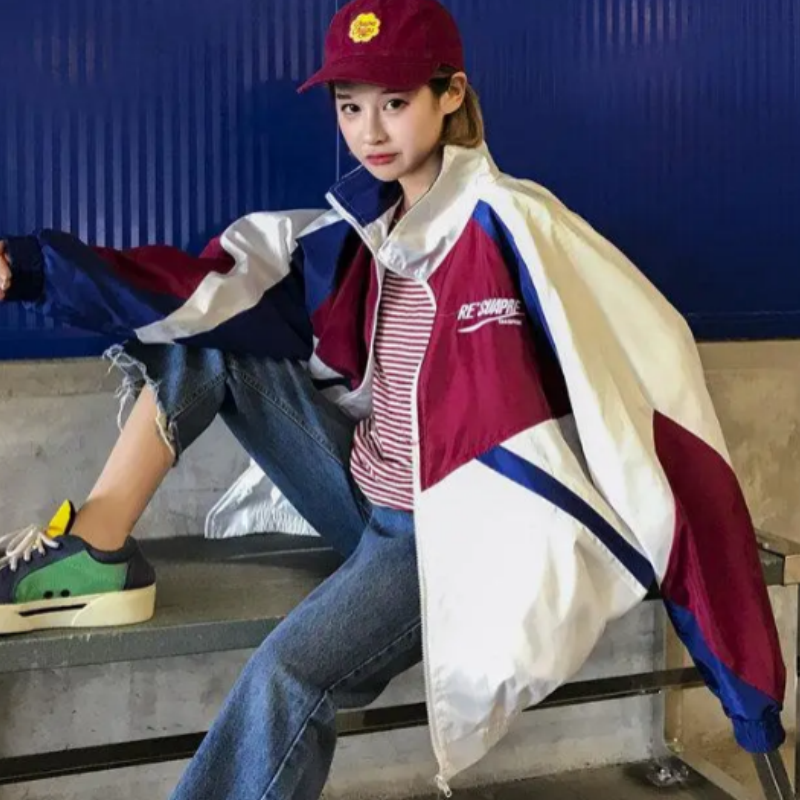 Harajuku koreańska wersja męska kurtka baseballowa w stylu akademickim para dopasowane kolory płaszcz Hip Hop BF przystojny chłopak kurtka sportowa