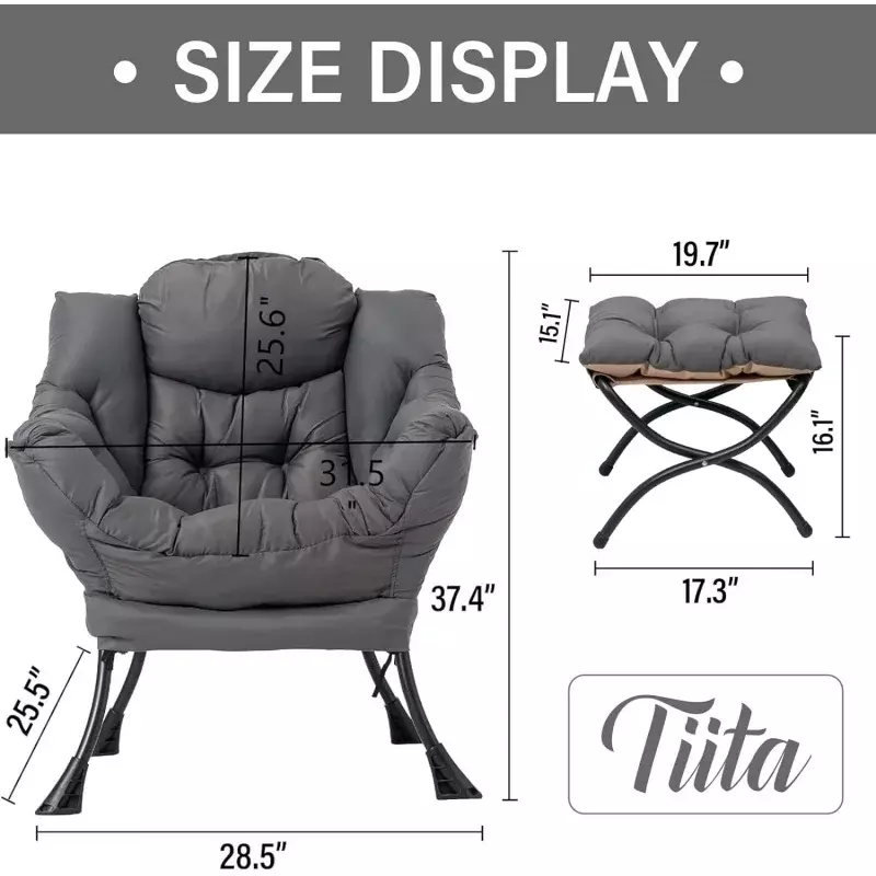 Ленивый стул Tiita с оттоманкой, современный большой акцент, диван для отдыха с оттоманкой, для чтения с подставкой для ног