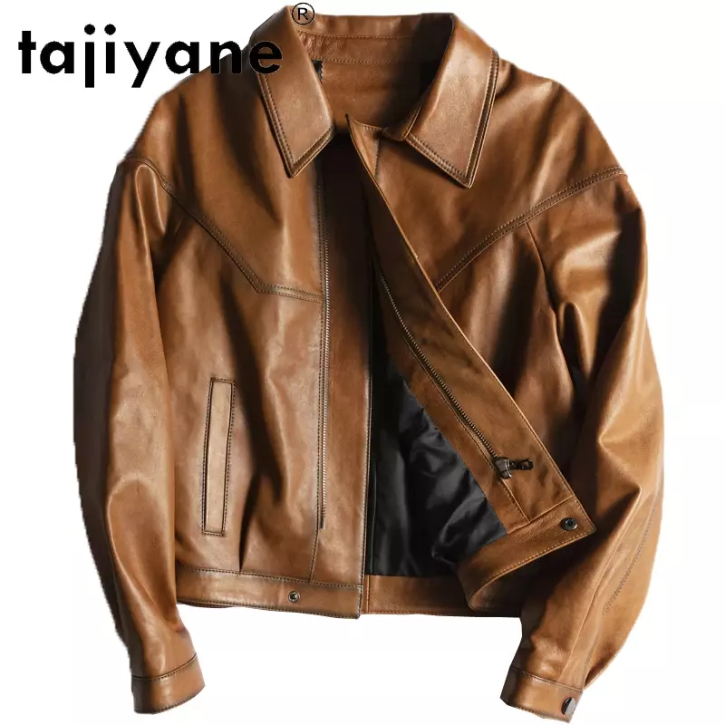 Tajiyane-여성용 진짜 가죽 자켓, 여성 정품 양피 코트 한국 스타일 100% 스킨 자켓 TN2835