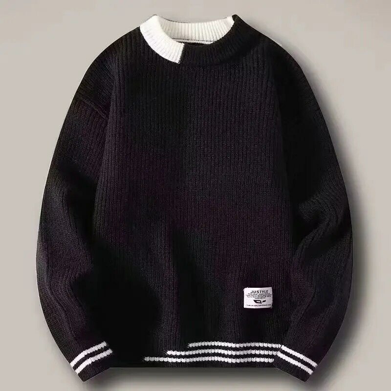 Camisola Twist Vintage para homens, gola redonda, pulôver de malha, Harajuku solto, suéteres retrô, multicolors, ajuste masculino