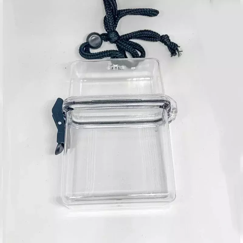 Caja de almacenamiento de fotos transparente, soporte cuadrado de plástico de 3 pulgadas, con cuerda, a prueba de polvo, Kpop