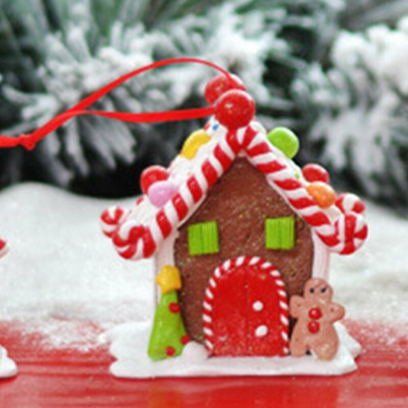 2024New Gingerbread House Ornaments Christmas Candy House Ornament Hanging Accessory Desktop Adornment Gingerbread House Pendant