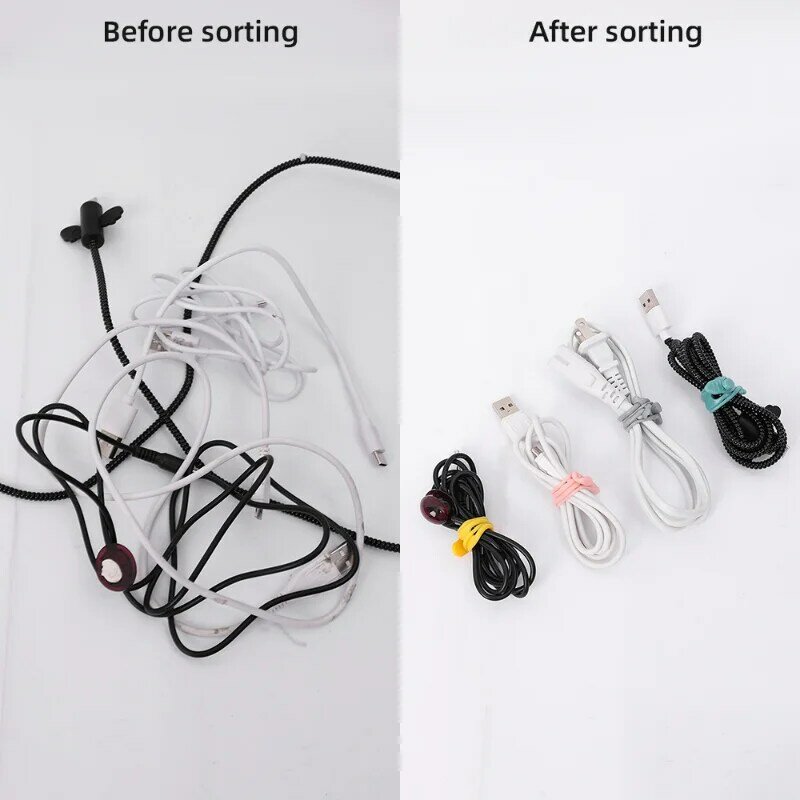 Органайзер для кабеля, силиконовые ремешки для проводов для наушников, телефона, зарядного устройства, провода для мыши, многоразовые застежки для кабеля, завязки, органайзеры для проводов, намотка