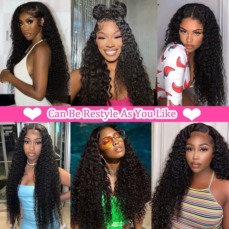 HD Lace Front Wig Human Hair Deep Wave 180% Density Transparent Jerry Curly Lace Frontal Wig Human hair Pre Plucked