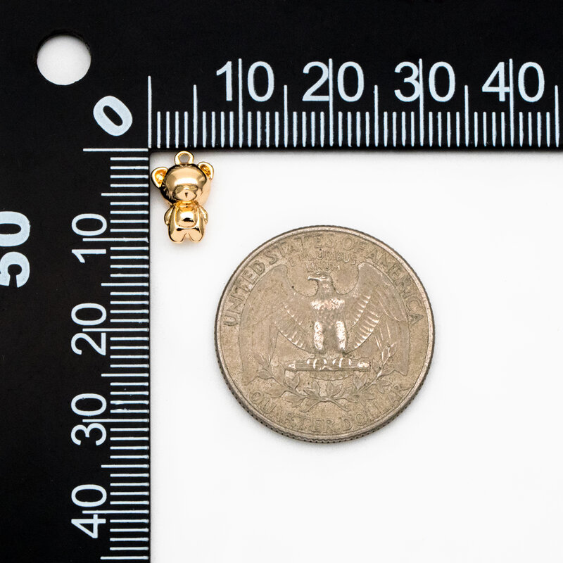 18K مطلية بالذهب النحاس لعبة الدب سحر ، قلادة لصنع المجوهرات ، DIY بها بنفسك لوازم الملحقات ، والنتائج ، GB-3944 ، 4 قطعة