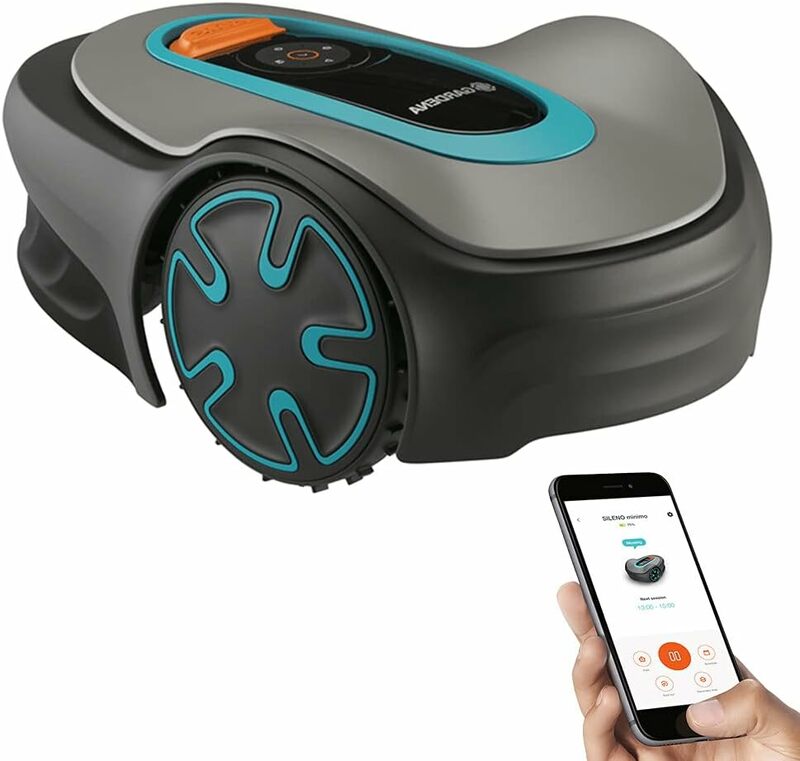 GARDENA-Tondeuse à Gazon Robot Minimo existent, avec Application Bluetooth et Fil de Délimitation, l'un des plus silencieux, 15202-41 SILENO