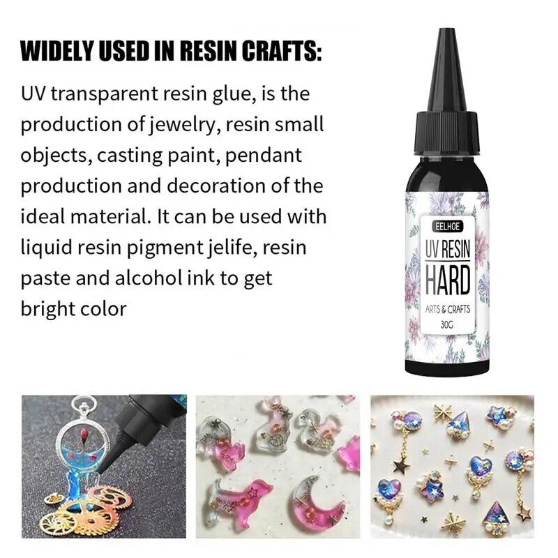 UV Light Glue Epoxy Resin Glue 30g With Precision Tip Multifunctional Transparent Low Odor UV Activated Glue For Mold Casting