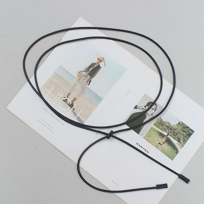 Cinturón fino de cuerda de cuero redondo para mujer, cadena de cintura larga Vintage, moda sólida, Z9C4
