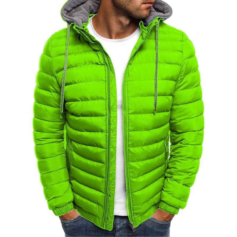Jaket Mantel Katun Bertudung Solid Mode Parka Musim Dingin Pria Pakaian Hangat Kasual Jaket Streetwear Pria dengan Mantel Tudung