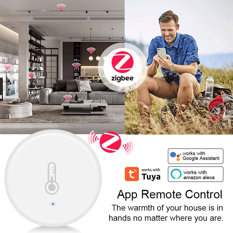 Moes-Tuya Temperatura Inteligente e Sensor de Umidade, Segurança Alimentado por Bateria, Smart Life App, Alexa, 1 a 5pcs