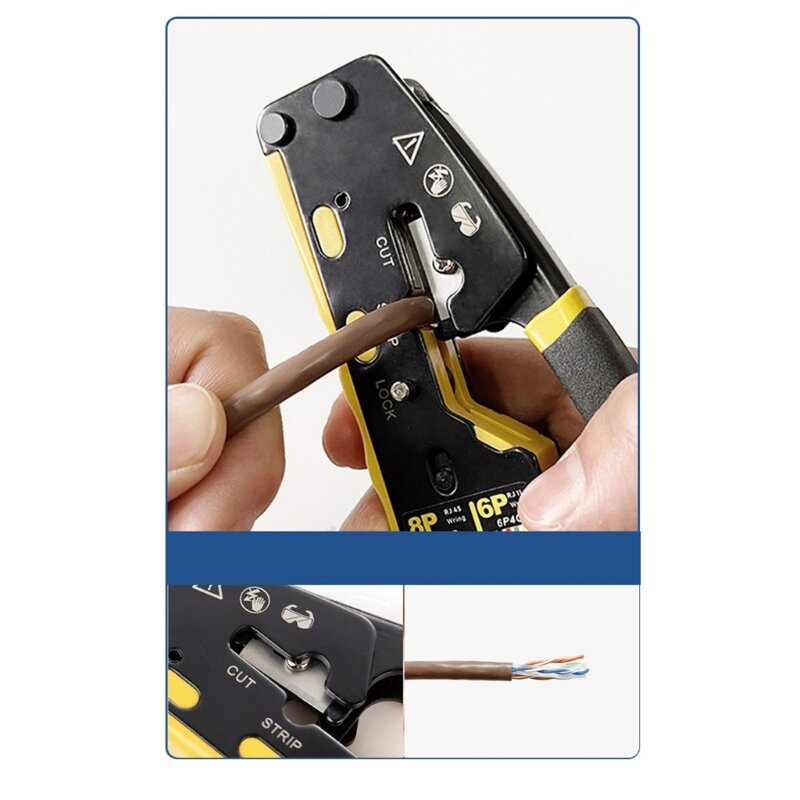 Dropship rj45 pass-thru conectores fio crimper cortador ferramenta friso passar através modular ferramenta friso
