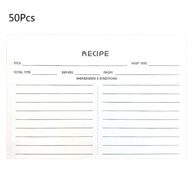50 Pieces Blank Recipe Cards with Lines Double Sided Recipe Index Cards for Kitchen Cooking, Bridal Shower, Wedding