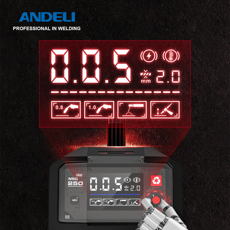ANDELI-Poste à souder semi-automatique avec fil fourré de flux, Soudeuses MIG-250, Soudeuses MIG MMA Lift TIG, Onduleur 3 en 1, Soudage des métaux