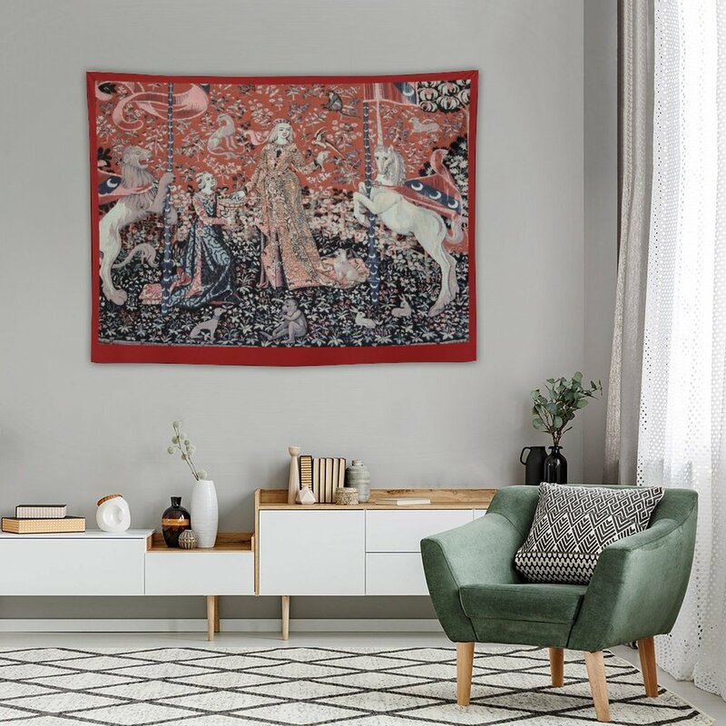 Lady & o Unicórnio Hanging Wall Tapestry, decoração estética do quarto