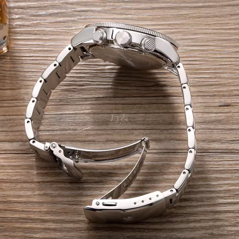 Мужские часы Seiko в деловом стиле, роскошные многофункциональные часы из нержавеющей стали с таймером и кодом, водонепроницаемые кварцевые часы с 6 высококлассными кожаными ремешками