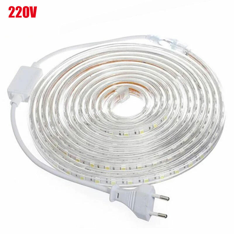 220V Led Strip 60Leds With Eu Plug Flexible Led Light Smd 5050 Waterproof Outdoor Lamp Led Tape Bright Kitchen Backlight Decor