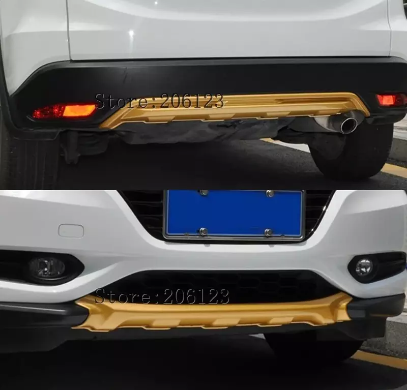 Car-Styling Frente e Traseiro Corpo Bumper Proteção Trim para Honda HR-V, Fender Guard, Bumper Cover Trim, 2014-2017