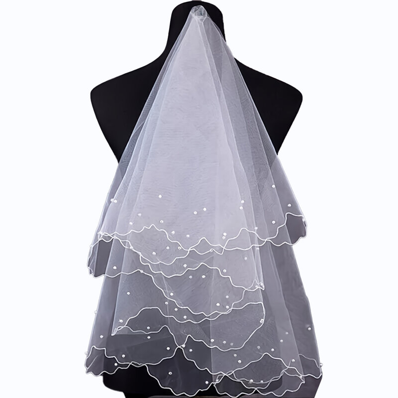 Simple Elegent Wedding Bridal Veil Tulle Ivory One Layers Bride Accessories Short Women Veils