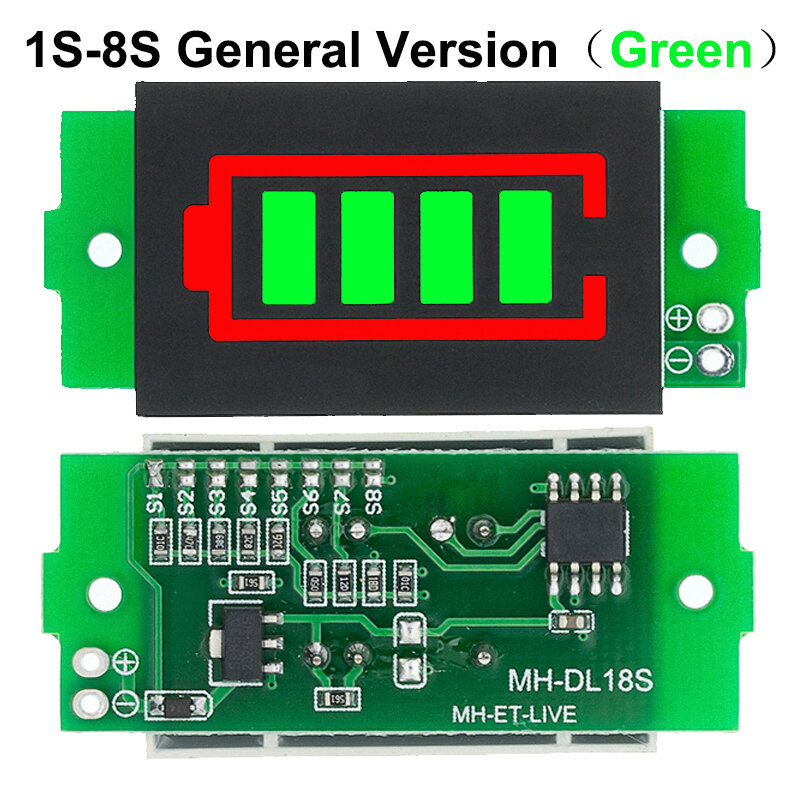 1-8s 1s/2s/3s/4S único 3.7v módulo indicador de capacidade da bateria de lítio 4.2v display elétrico veículo bateria testador de energia li-ion