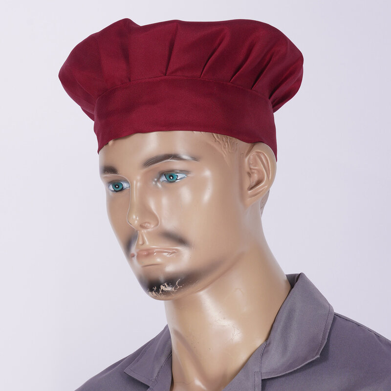Men Women Unisex Classic Chef Hat Solid Color Adjustable Cooking Cap Kitchen Restaurant Work Accessories Food Service Headwear
