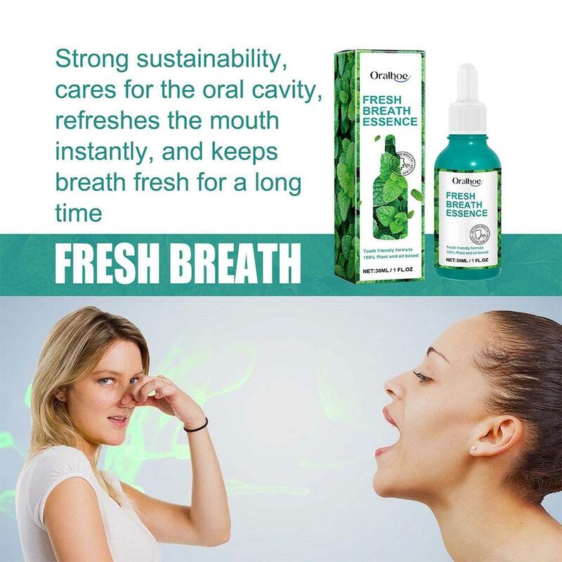 Spray Freshening da Respiração, Cuidados para Remover o Cheiro da Boca, Sabor Menta, Essência Respirada Fresca, Saúde Oral, 30ml