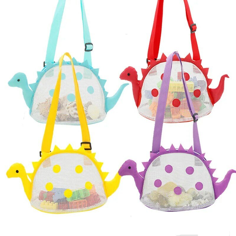 Детская пляжная дорожная портативная сетчатая сумка-Органайзер с динозавром, Детская сумка для плавания, Пляжная ракушка, игрушки, сумки для хранения полотенец, женская косметика