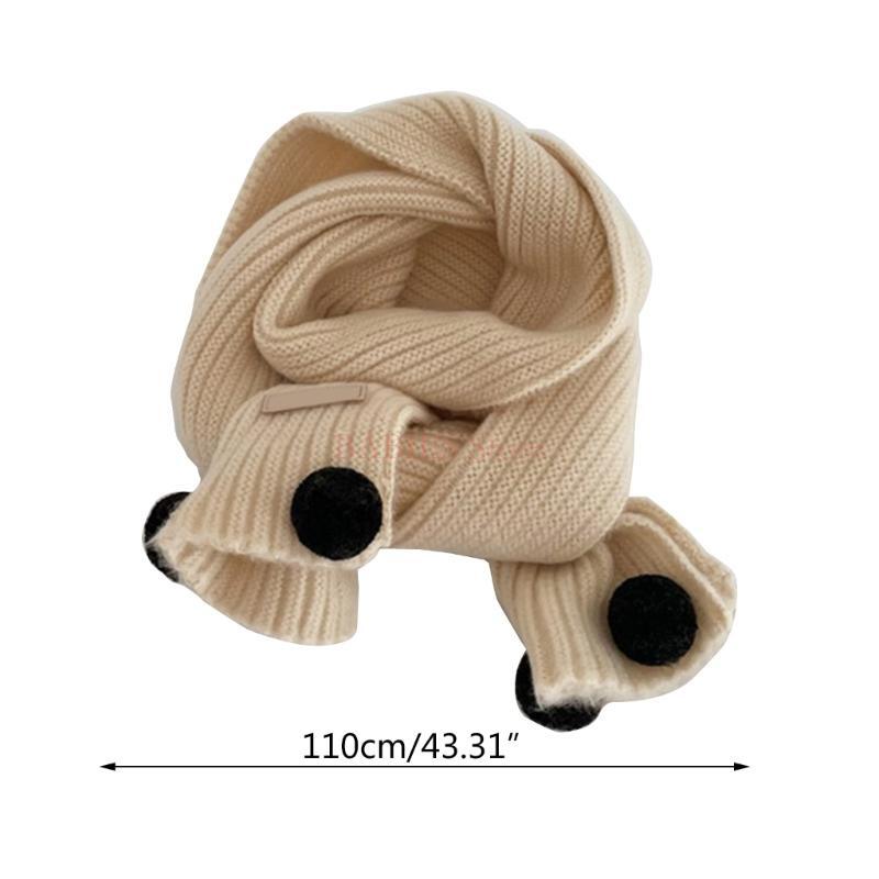 C9GB Детский шарф с помпоном для отделки шеи, уютный и теплый шейный платок, осень-зима
