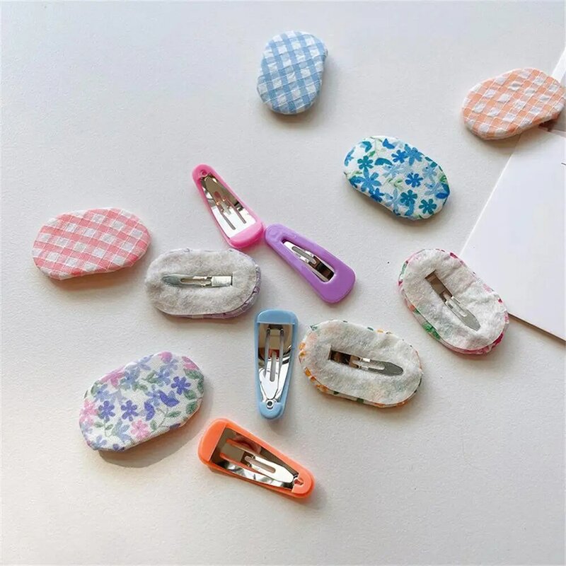 3/1 Pairs Children's Sweet Hairpins Spring Summer Plaid Floral Bow Baby Hair Clip Korean Style Baby's Bangs Side Clip